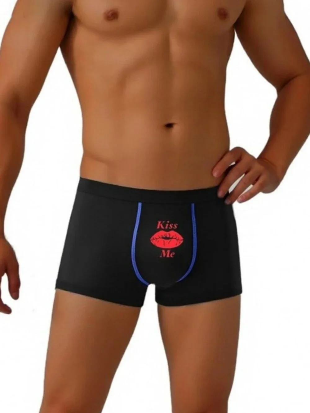Men's L/XL & XXL Kiss Me Black Boxer Briefs